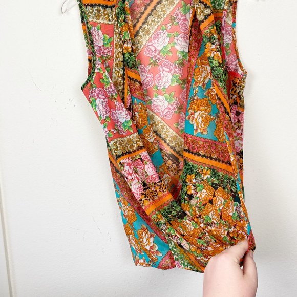 Kut From The Kloth Floral Patchwork Draped Tank L - Picture 5 of 7